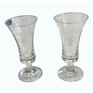 Jägermeister Branded Glasses Set Of 2 Clear Flared Shooter Glasses Engraved Logo